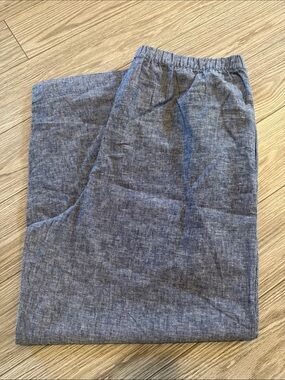 NWT Casual Lightweight Blue Linen-Blend Pants